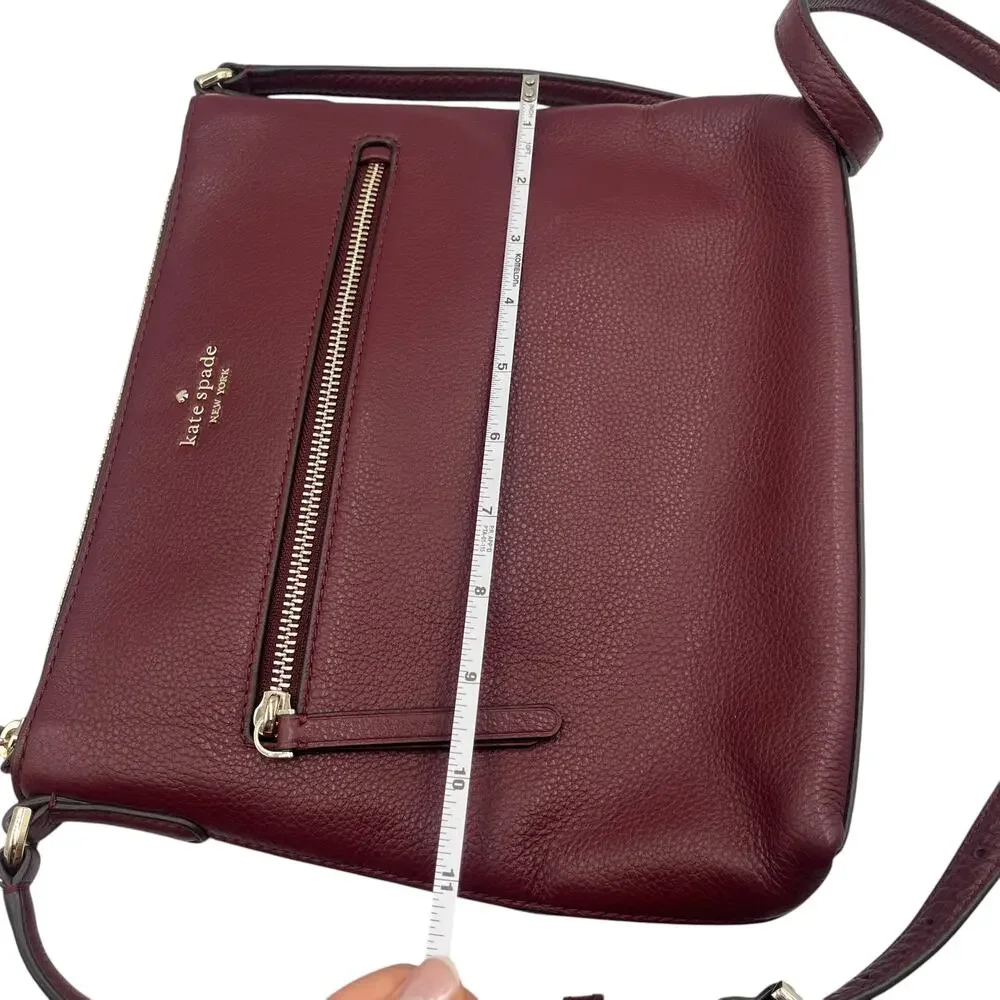 Kate Spade Crossbody Bag Jackson Top Zip Pebbled Leather Burgundy